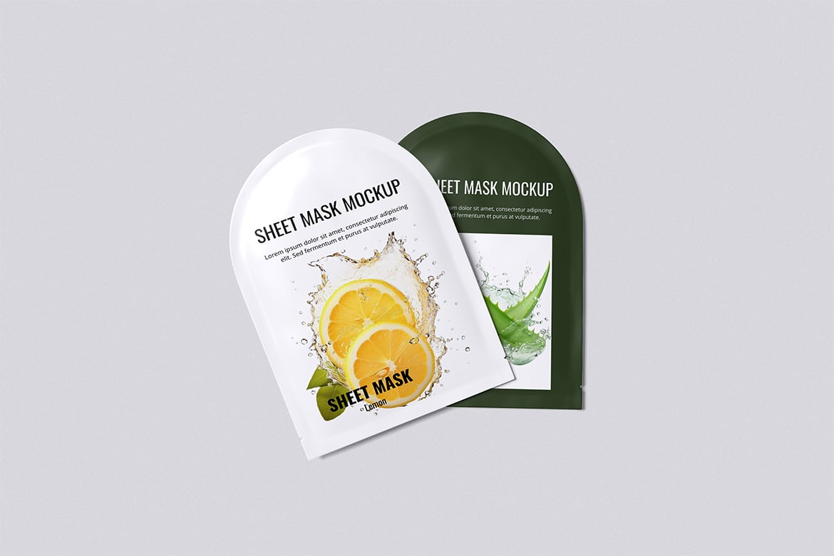 面膜贴产品包装袋样机模型 Sheet Mask Mockup插图1 面膜贴产品包装袋样机模型 Sheet Mask Mockup