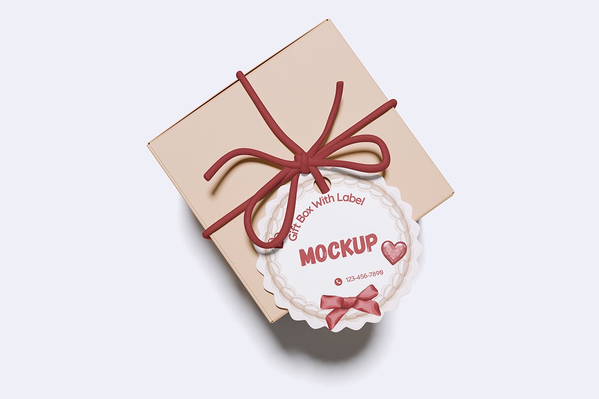 带标签礼盒礼物包装样机 Box gift With Label Mockup插图2 带标签礼盒礼物包装样机 Box gift With Label Mockup