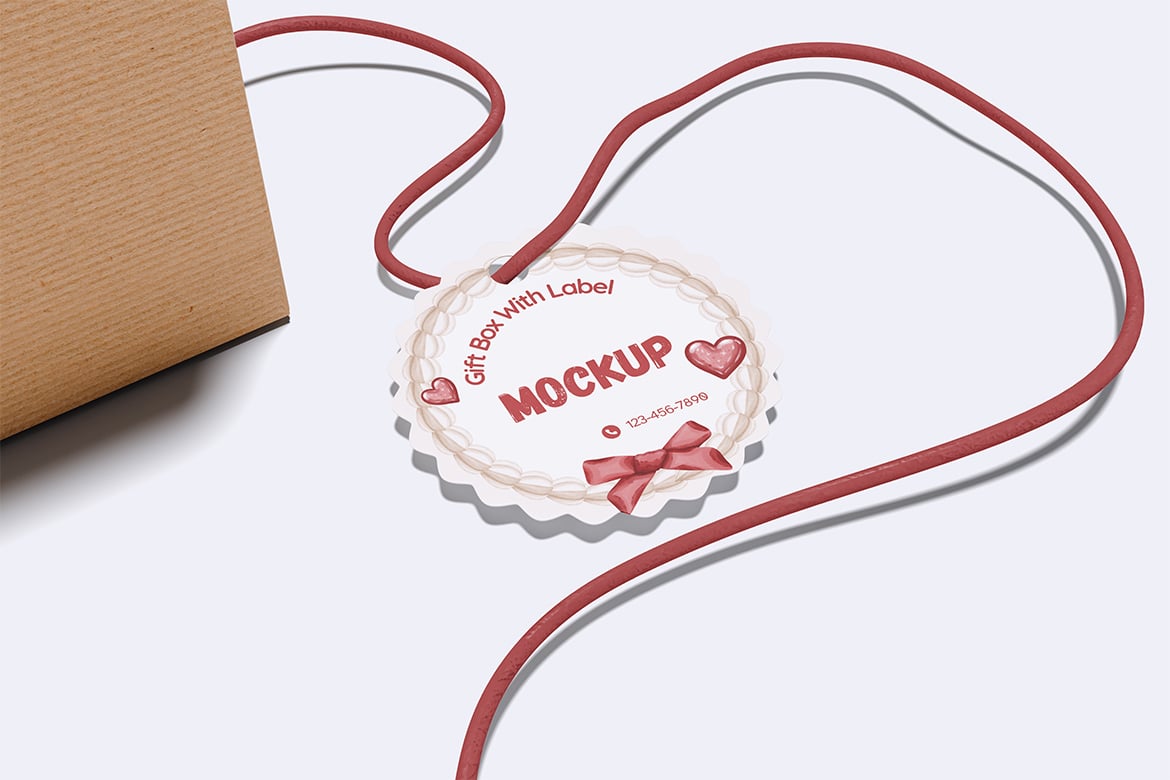 带标签礼盒礼物包装样机 Box gift With Label Mockup插图3 带标签礼盒礼物包装样机 Box gift With Label Mockup