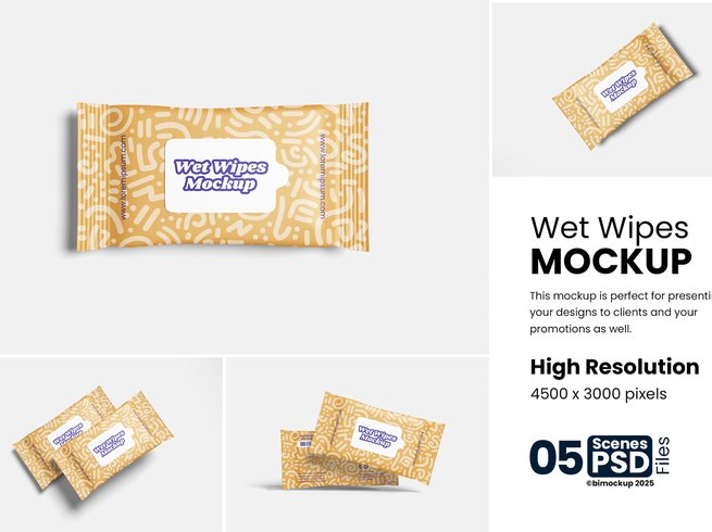 湿巾包装袋样机 Wet Wipes Mockup