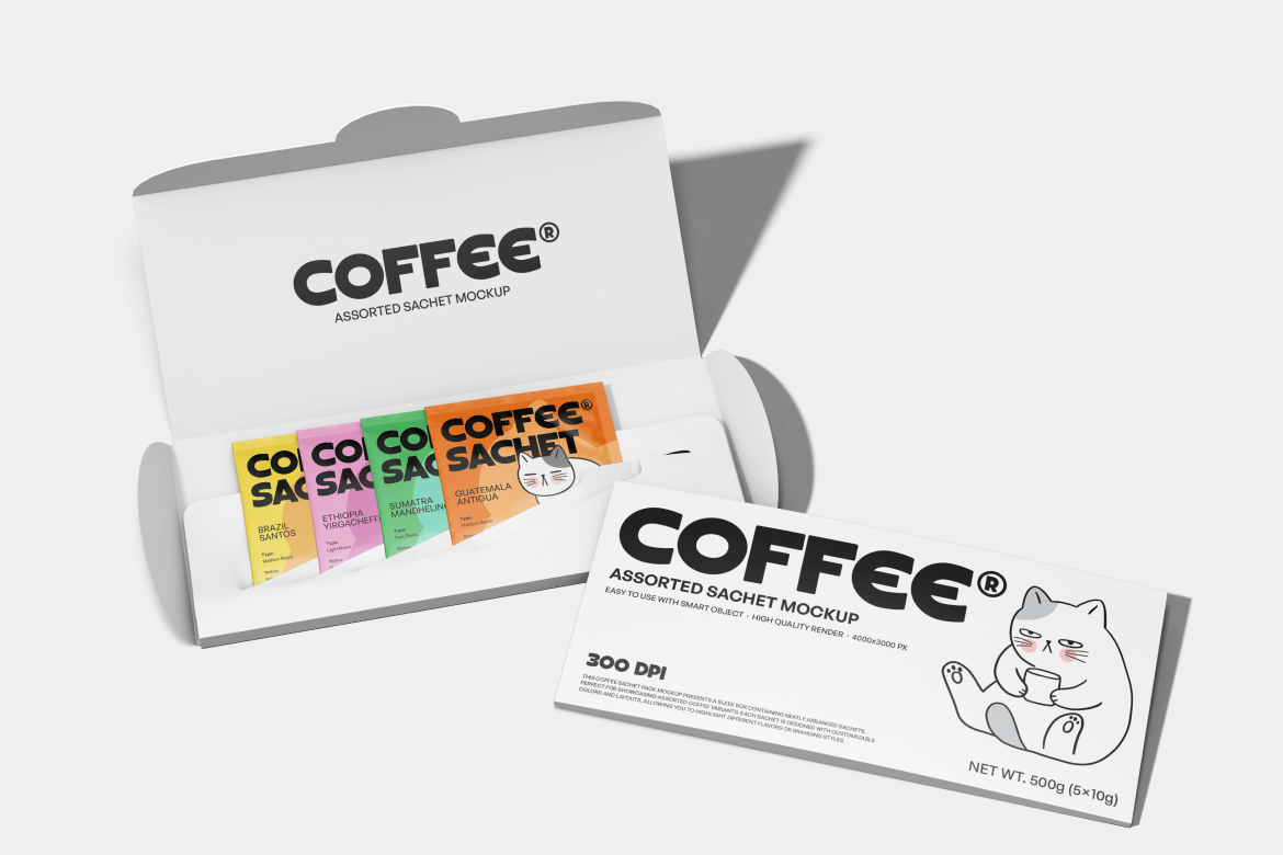 速溶咖啡小袋包装样机 Coffee Sachet Mockup插图 速溶咖啡小袋包装样机 Coffee Sachet Mockup
