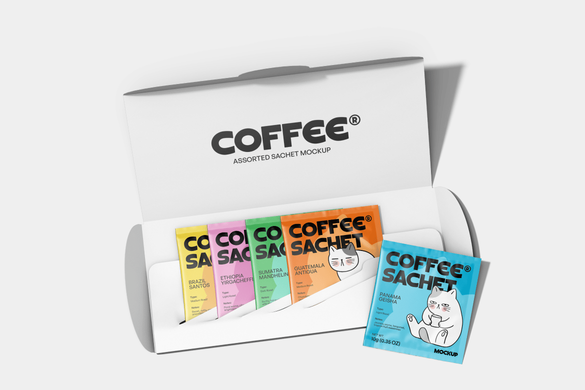 速溶咖啡小袋包装样机 Coffee Sachet Mockup插图1 速溶咖啡小袋包装样机 Coffee Sachet Mockup