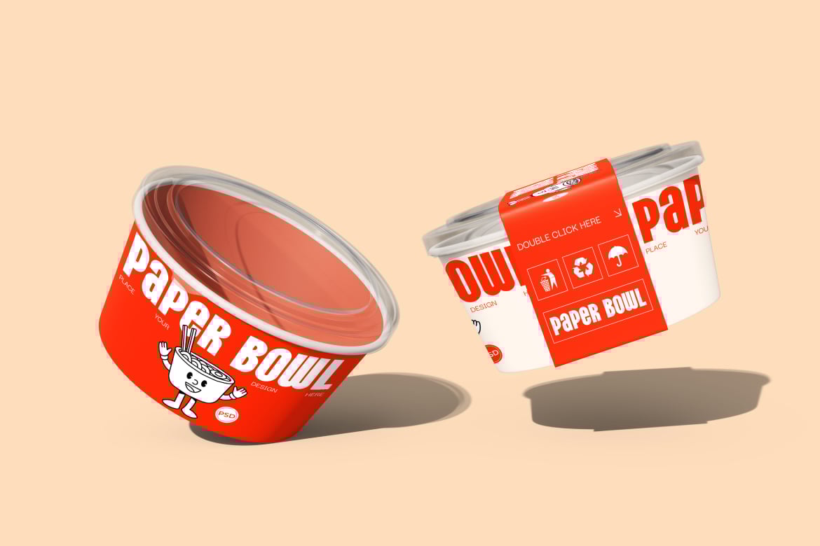 纸质碗杯包装样机 Paper Bowl Mockup插图1 纸质碗杯包装样机 Paper Bowl Mockup