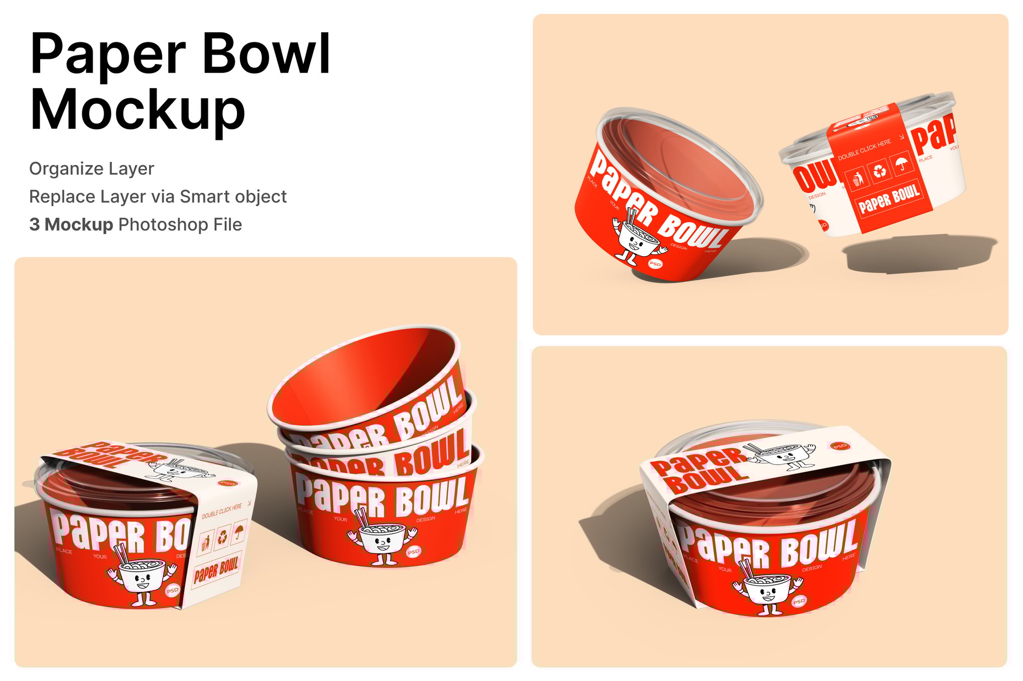 纸质碗杯包装样机 Paper Bowl Mockup插图 纸质碗杯包装样机 Paper Bowl Mockup