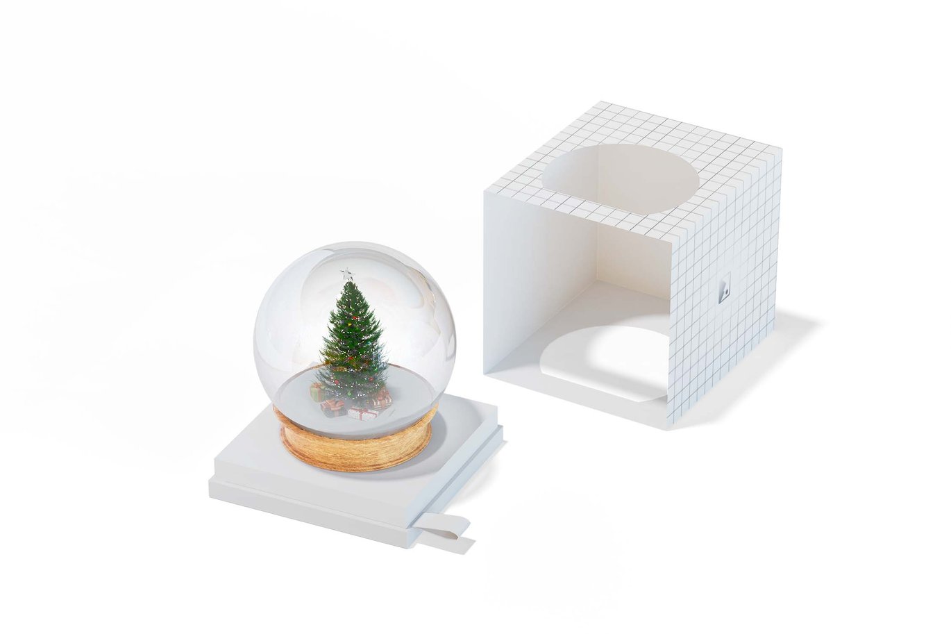雪花球礼盒包装样机 Snow Globe Box Packaging Mockup插图3 雪花球礼盒包装样机 Snow Globe Box Packaging Mockup