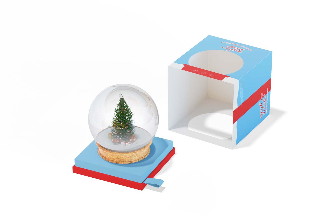 雪花球礼盒包装样机 Snow Globe Box Packaging Mockup插图2 雪花球礼盒包装样机 Snow Globe Box Packaging Mockup