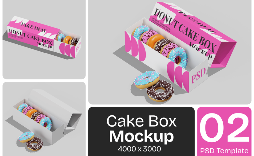 甜甜圈包装盒样机 Donut Box Mockup