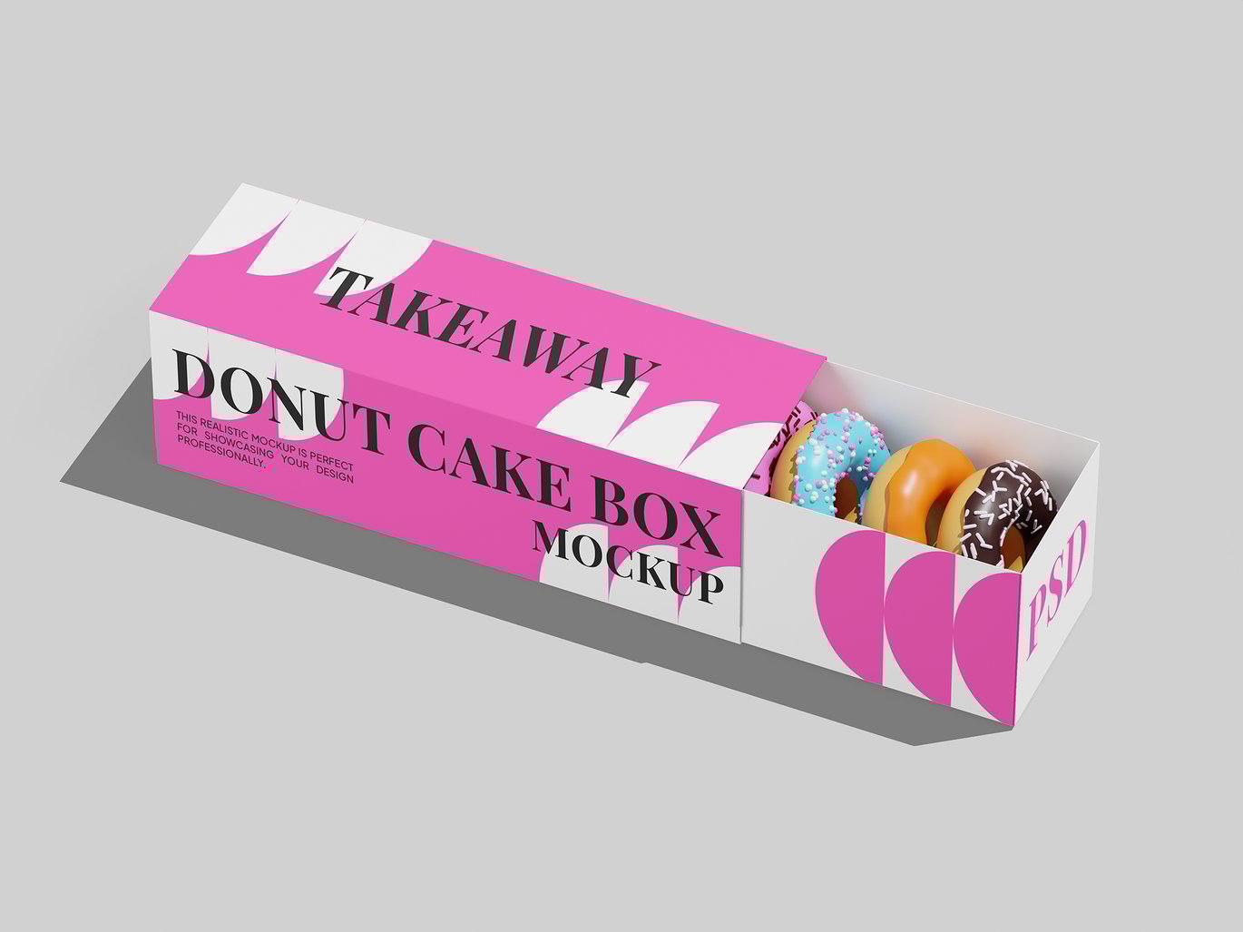 甜甜圈包装盒样机 Donut Box Mockup插图1 甜甜圈包装盒样机 Donut Box Mockup