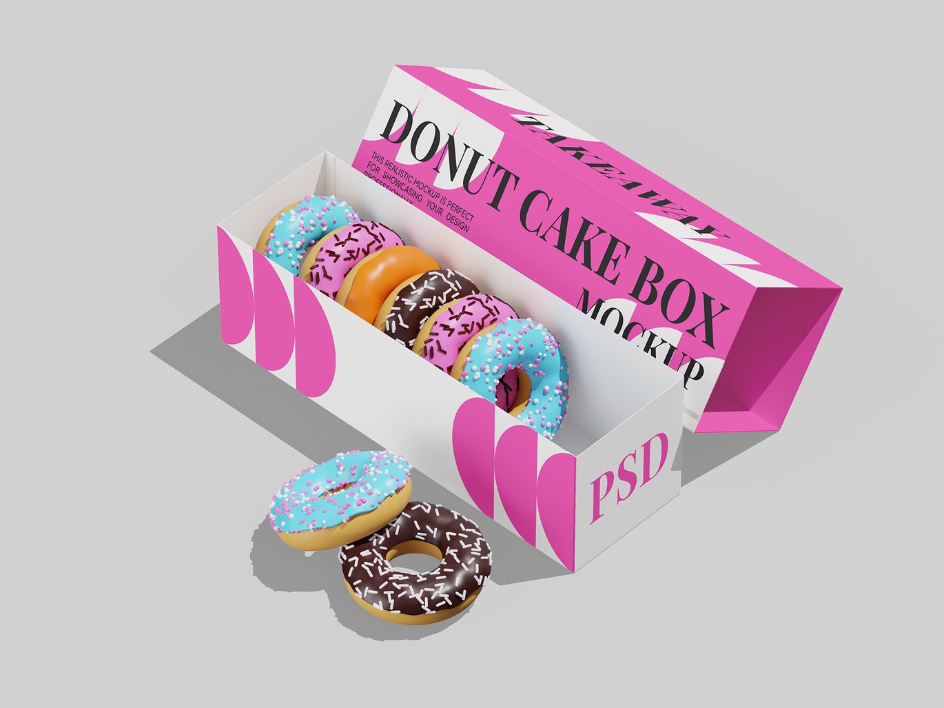 甜甜圈包装盒样机 Donut Box Mockup插图3 甜甜圈包装盒样机 Donut Box Mockup