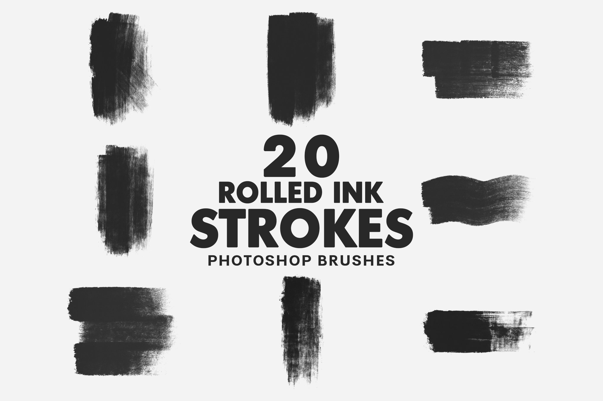 20款手工滚墨纹理矢量Photoshop笔刷 20 Rolled Ink Strokes Illustrator Brushes插图 20款手工滚墨纹理矢量Photoshop笔刷 20 Rolled Ink Strokes Illustrator Brushes