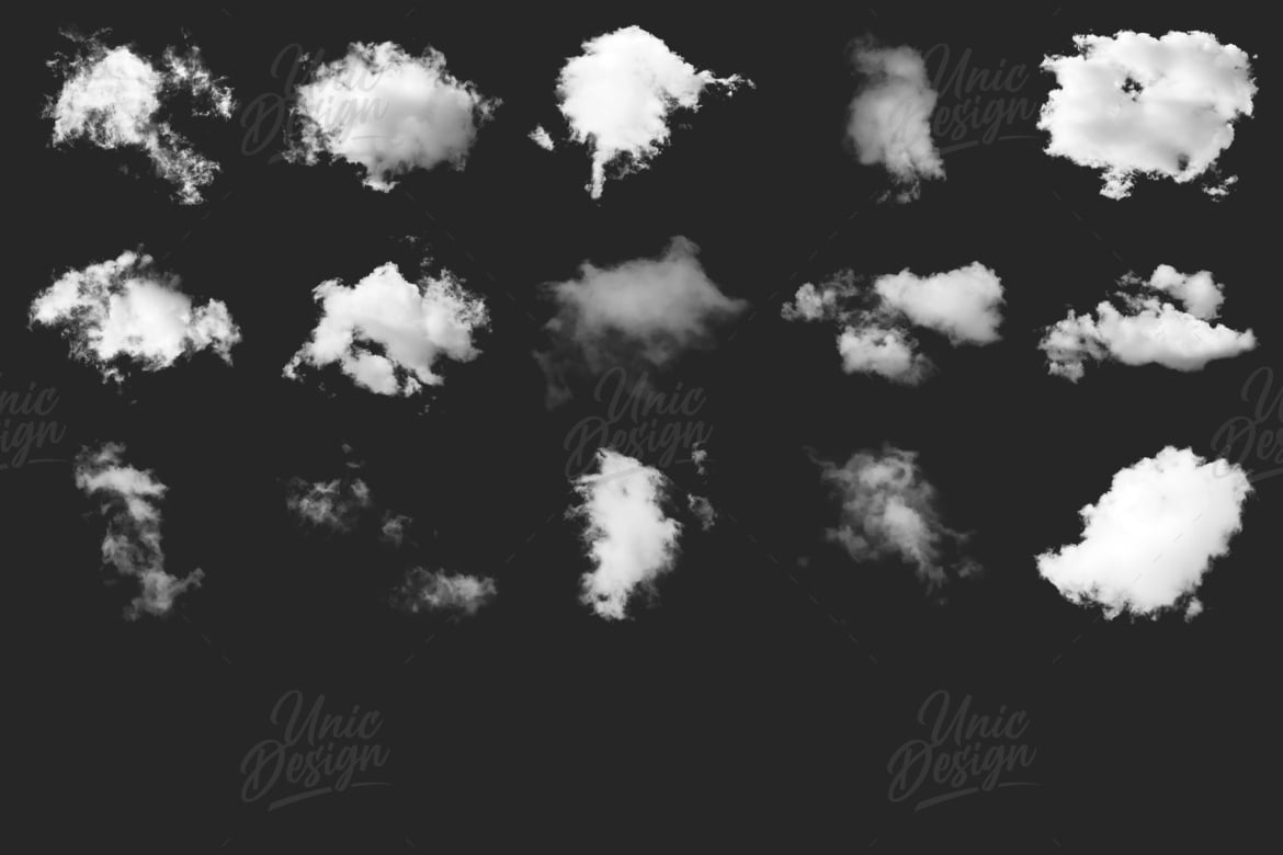 高清白云云雾特效Photoshop笔刷素材 Cloud Photoshop Brushes插图2 高清白云云雾特效Photoshop笔刷素材 Cloud Photoshop Brushes