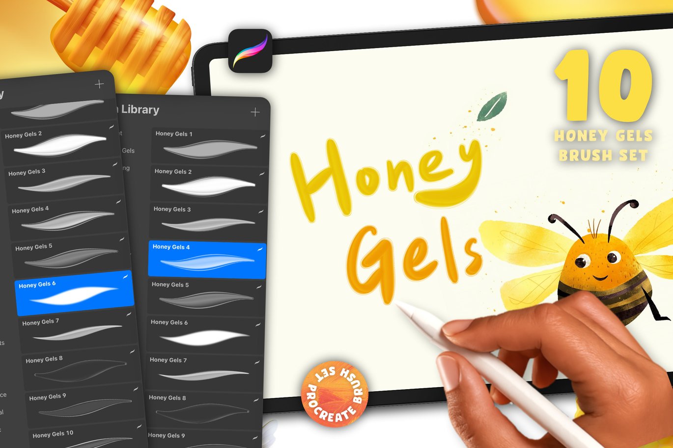 10款蜂蜜凝胶透明质感Procreate笔刷 10 Honey Gels Procreate Brush Set插图2 10款蜂蜜凝胶透明质感Procreate笔刷 10 Honey Gels Procreate Brush Set