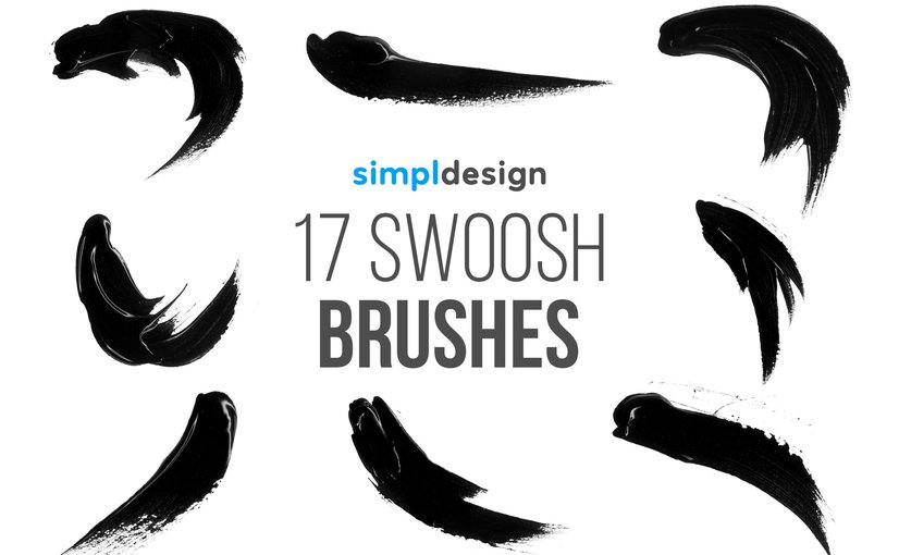 17款印章飘墨潮流风格Photoshop笔刷合集 Stamp Swoosh Photoshop Brushes