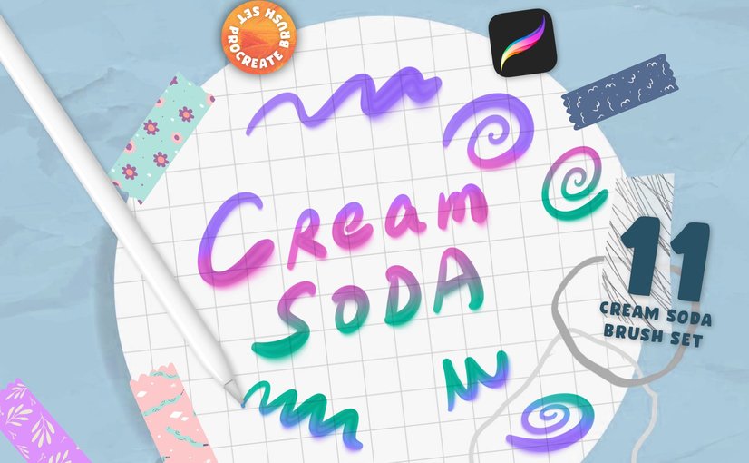 11款奶油苏打色彩效果Procreate笔刷 11 Cream Soda Procreate Brush Set