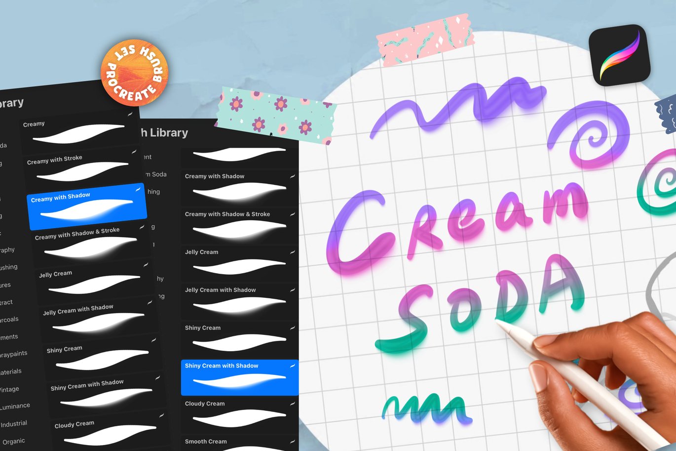11款奶油苏打色彩效果Procreate笔刷 11 Cream Soda Procreate Brush Set插图2 11款奶油苏打色彩效果Procreate笔刷 11 Cream Soda Procreate Brush Set