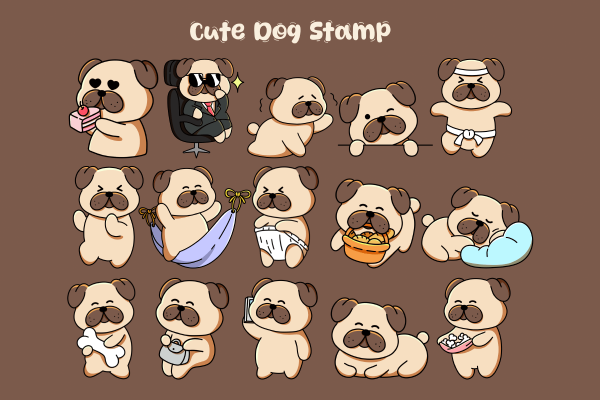 50款卡通狗狗可爱造型Procreate印章笔刷合集 Dog Cartoon Cute – 50 Procreate Stamp Pack插图2 50款卡通狗狗可爱造型Procreate印章笔刷合集 Dog Cartoon Cute – 50 Procreate Stamp Pack