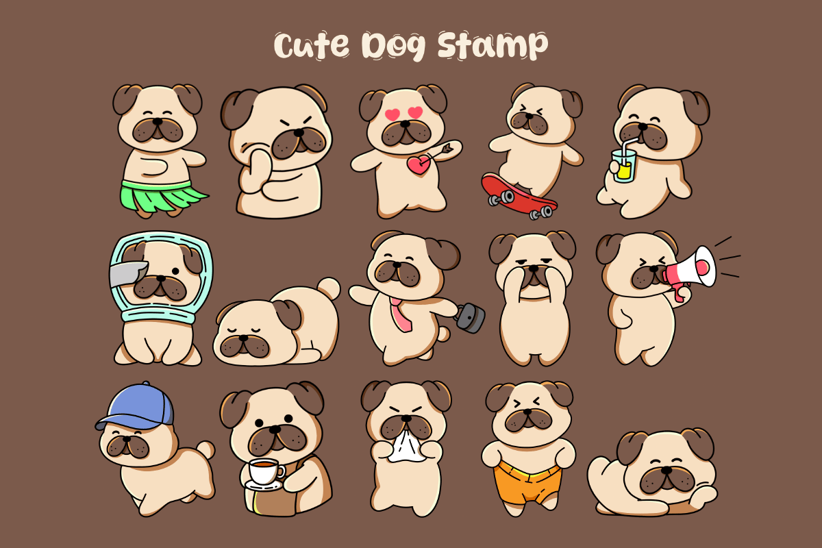 50款卡通狗狗可爱造型Procreate印章笔刷合集 Dog Cartoon Cute – 50 Procreate Stamp Pack插图3 50款卡通狗狗可爱造型Procreate印章笔刷合集 Dog Cartoon Cute – 50 Procreate Stamp Pack