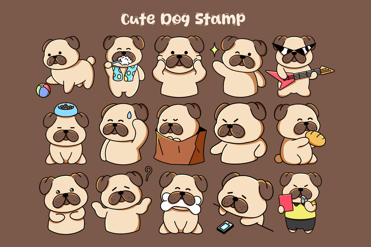 50款卡通狗狗可爱造型Procreate印章笔刷合集 Dog Cartoon Cute – 50 Procreate Stamp Pack插图5 50款卡通狗狗可爱造型Procreate印章笔刷合集 Dog Cartoon Cute – 50 Procreate Stamp Pack