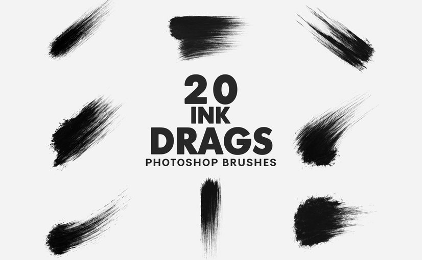 20种墨水拖拽撕裂纸张特效Photoshop笔刷 20 Ink Drags Brushes for Procreate