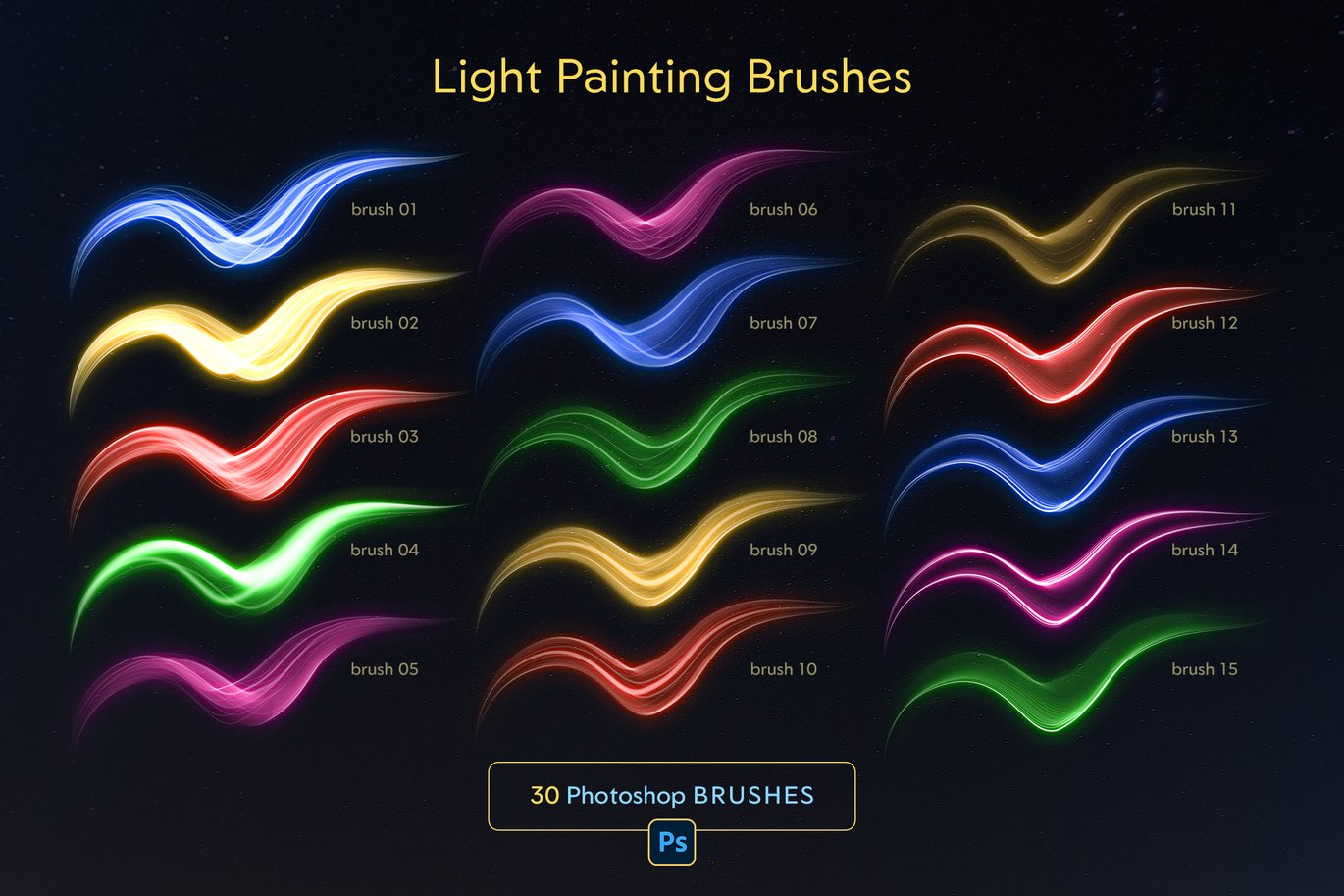 30款光影绘画特效Photoshop笔刷素材库 Light Painting Photoshop Brushes插图3 30款光影绘画特效Photoshop笔刷素材库 Light Painting Photoshop Brushes