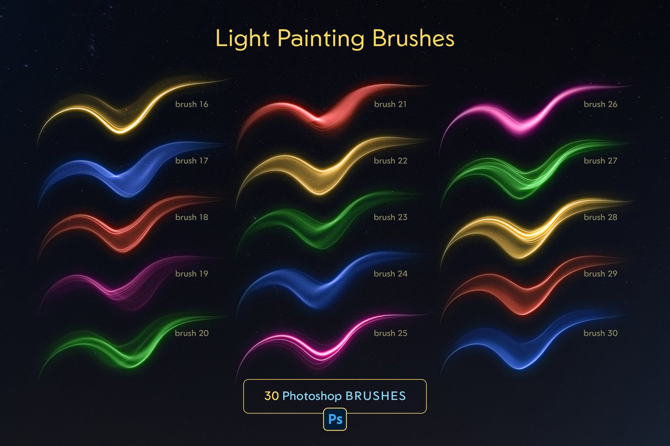 30款光影绘画特效Photoshop笔刷素材库 Light Painting Photoshop Brushes插图10 30款光影绘画特效Photoshop笔刷素材库 Light Painting Photoshop Brushes