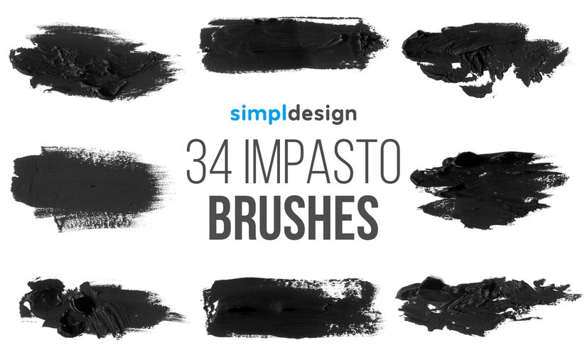 34支厚重肌理压印效果Photoshop印章笔刷 Stamp Impasto Photoshop Brushes