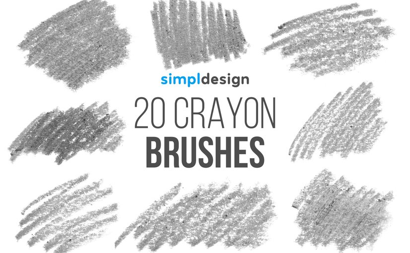20款蜡笔手绘质感Photoshop印章笔刷素材 Stamp Crayon Photoshop Brushes