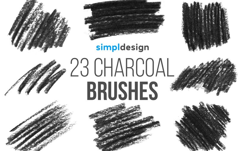 23款炭笔素描效果Photoshop印章笔刷工具 Stamp Charcoal Photoshop Brushes