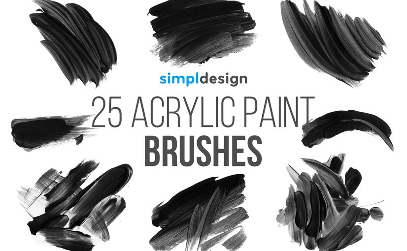 25款丙烯颜料质感Photoshop印章笔刷套装 Stamp Acrylic Paint Photoshop Brushes