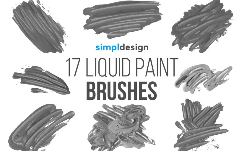 17款液态流动颜料效果Photoshop印章笔刷 Stamp Liquid Paint Photoshop Brushes