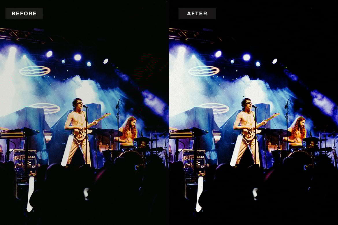 复古演唱会照片效果后期调色Lightroom预设 Vintage Concert Lightroom Presets Desktop and Mobile插图3 复古演唱会照片效果后期调色Lightroom预设 Vintage Concert Lightroom Presets Desktop and Mobile