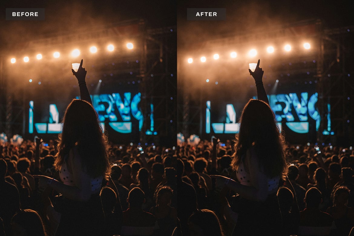 复古演唱会照片效果后期调色Lightroom预设 Vintage Concert Lightroom Presets Desktop and Mobile插图2 复古演唱会照片效果后期调色Lightroom预设 Vintage Concert Lightroom Presets Desktop and Mobile