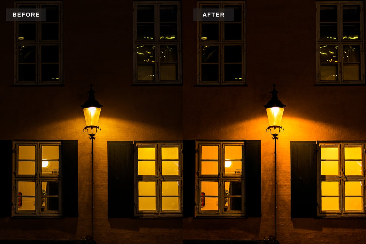温暖夜景照片后期调色Lightroom预设 Warm Night Lightroom Presets Desktop and Mobile插图3 温暖夜景照片后期调色Lightroom预设 Warm Night Lightroom Presets Desktop and Mobile