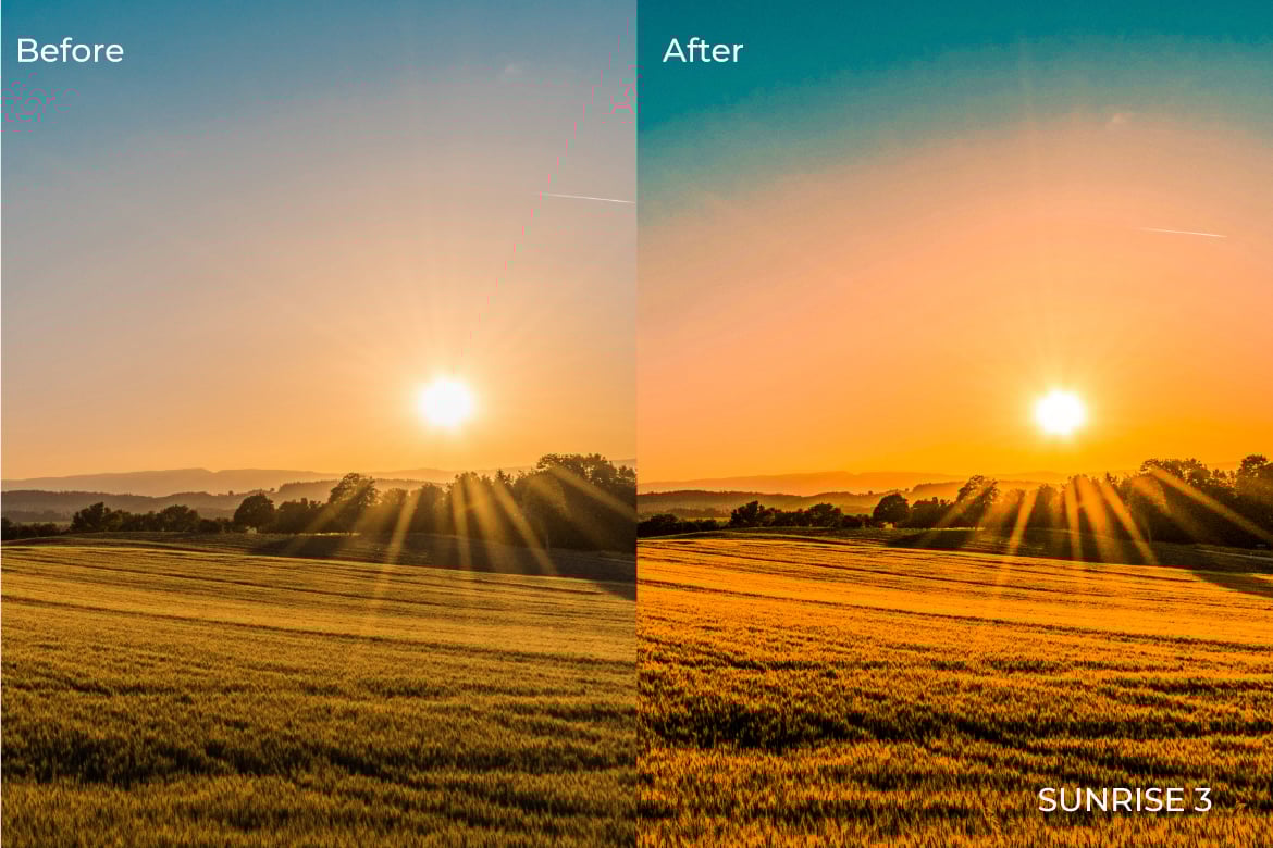 日出晨曦照片效果后期调色Lightroom预设 Sunrise Lightroom Presets Desktop and Mobile插图2 日出晨曦照片效果后期调色Lightroom预设 Sunrise Lightroom Presets Desktop and Mobile