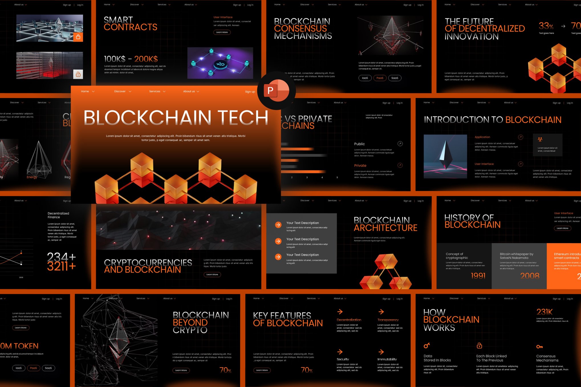 区块链技术深色主题科技感Powerpoint演示模板 Blockchain Tech插图 区块链技术深色主题科技感Powerpoint演示模板 Blockchain Tech