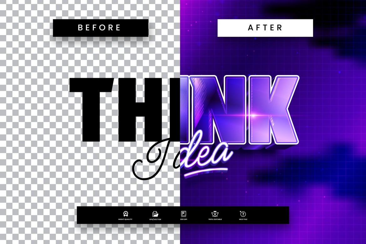 创意思维可编辑矢量文字效果 Thinks Idea Text Effect插图1 创意思维可编辑矢量文字效果 Thinks Idea Text Effect