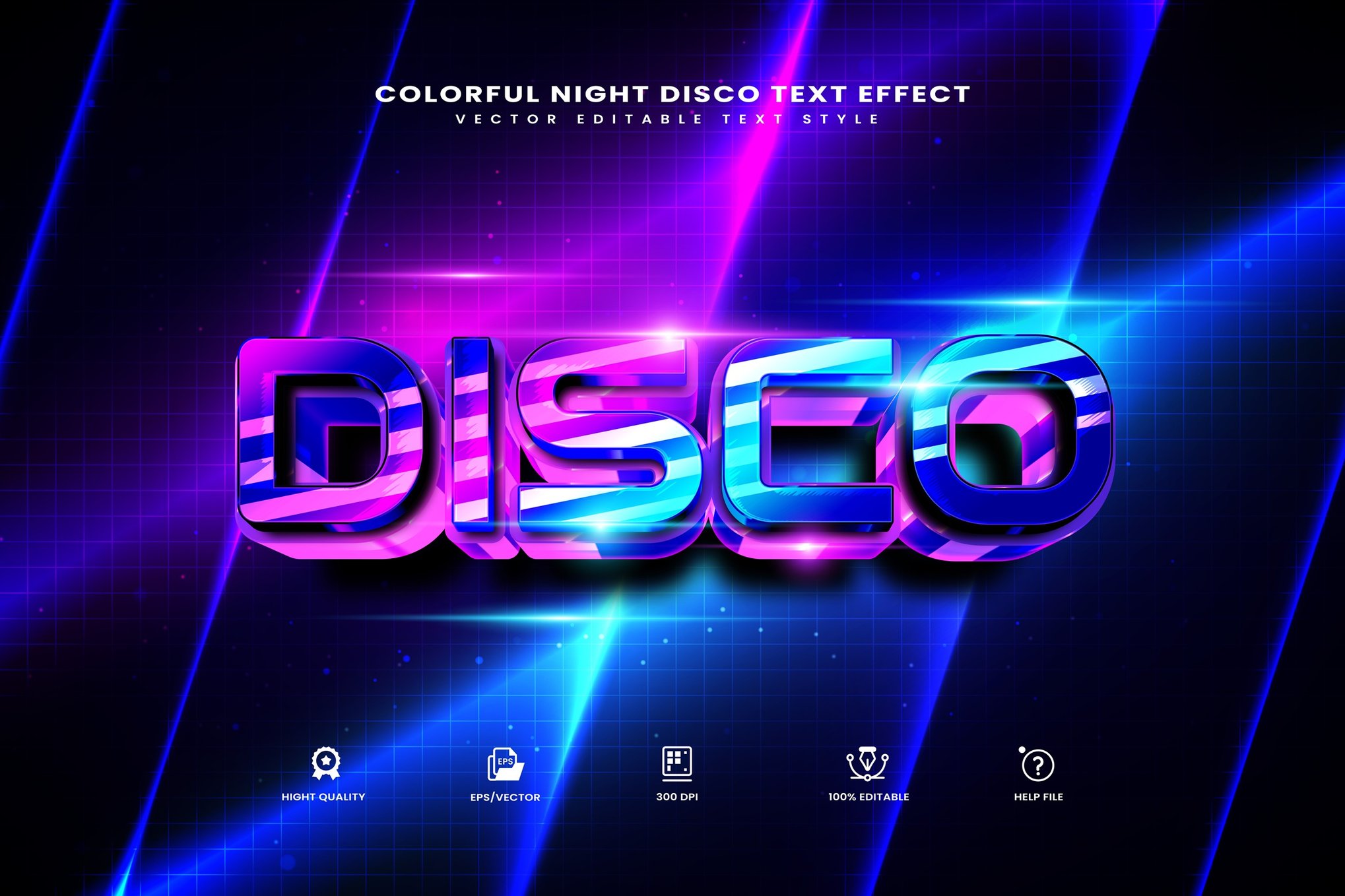 多彩夜店 disco 可编辑文字效果 Colorful Night Disco Text Effect插图 多彩夜店 disco 可编辑文字效果 Colorful Night Disco Text Effect