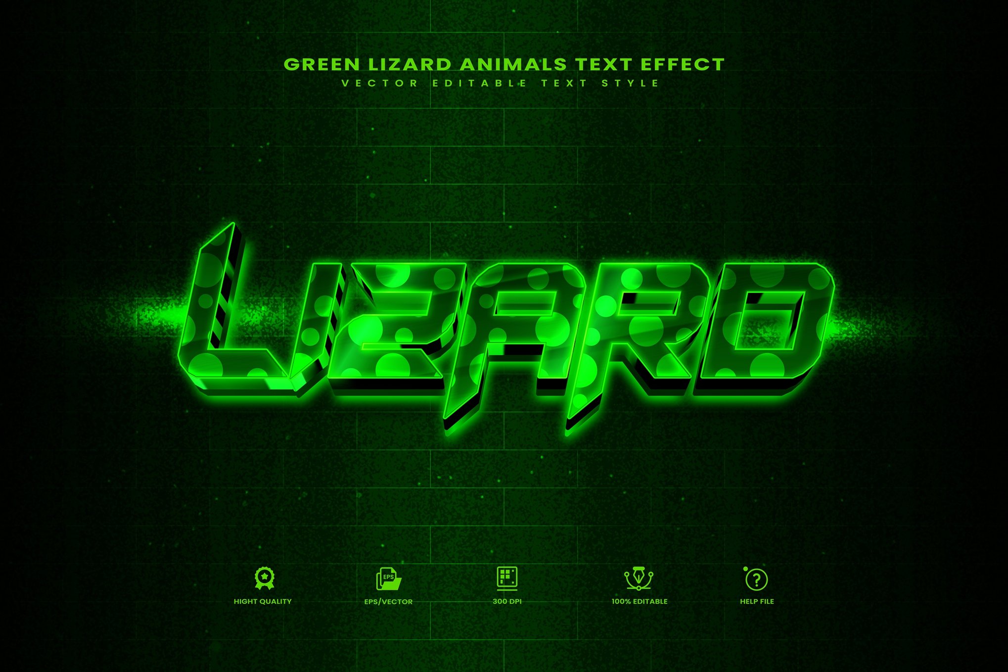 绿色蜥蜴皮可编辑矢量文字效果 Green Lizard Text Effect插图 绿色蜥蜴皮可编辑矢量文字效果 Green Lizard Text Effect