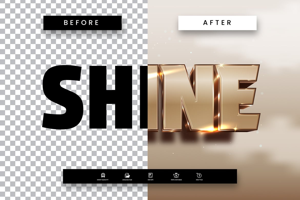 优雅金色光泽AI文字效果矢量素材 Elegant Golden Shine Text Effect插图1 优雅金色光泽AI文字效果矢量素材 Elegant Golden Shine Text Effect