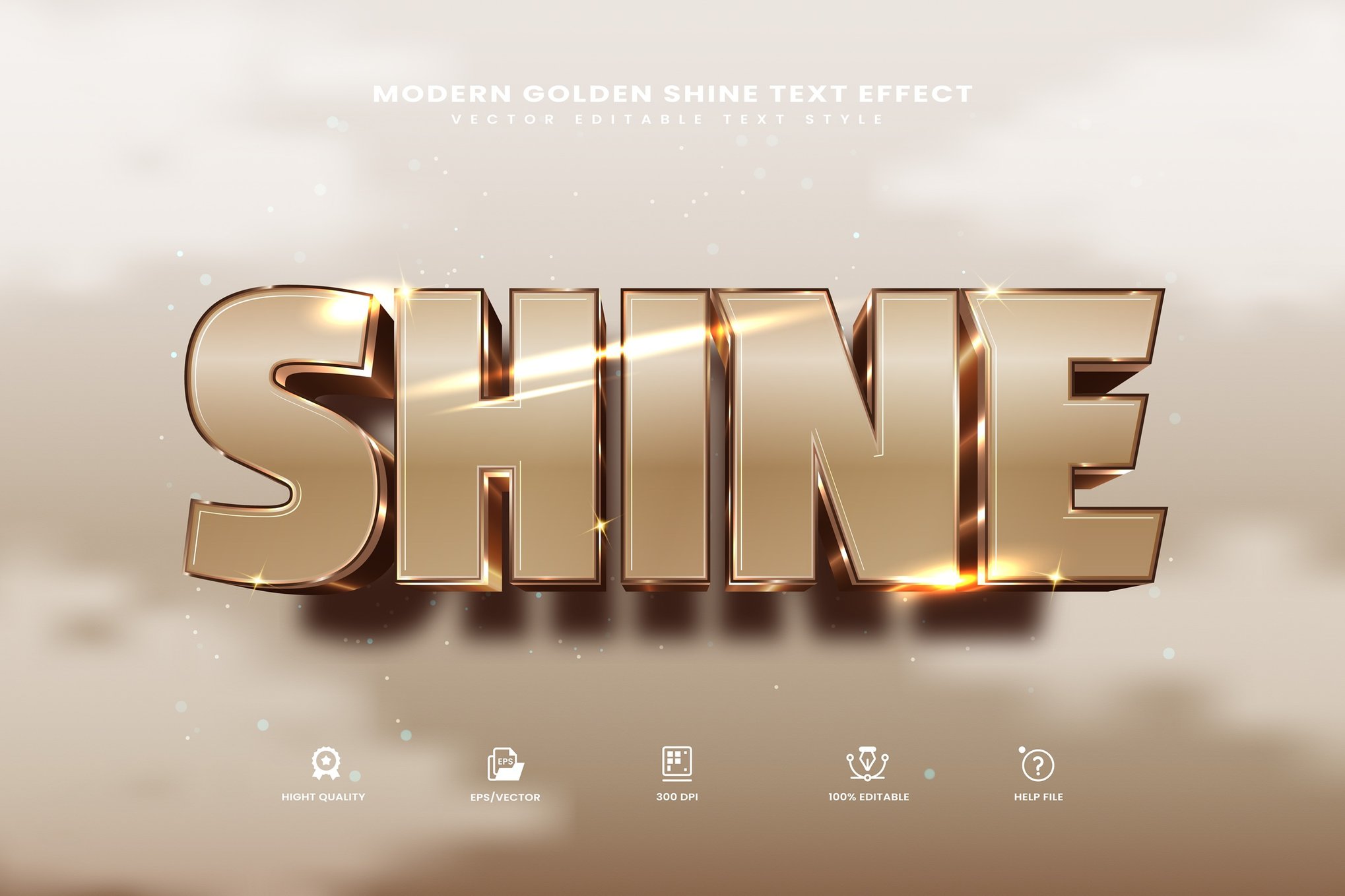 优雅金色光泽AI文字效果矢量素材 Elegant Golden Shine Text Effect插图 优雅金色光泽AI文字效果矢量素材 Elegant Golden Shine Text Effect