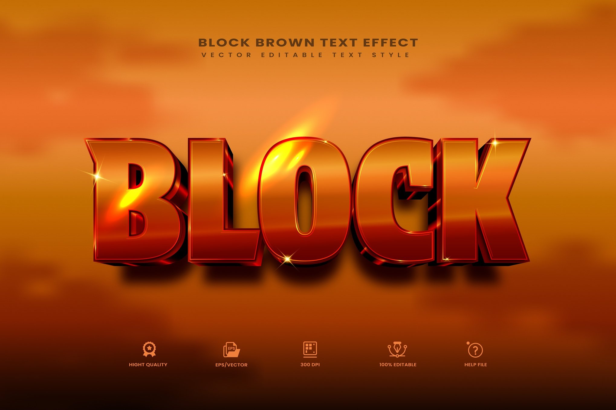 棕色优雅块状AI文字效果矢量素材 Brown Elegant Block Text Effect插图 棕色优雅块状AI文字效果矢量素材 Brown Elegant Block Text Effect
