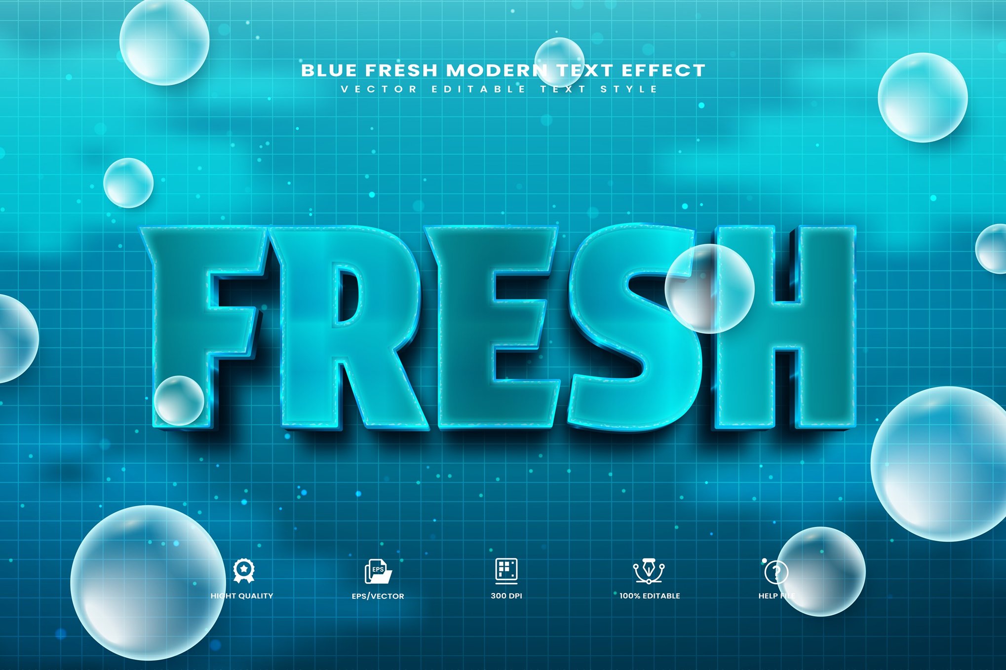 现代蓝色清新AI文字效果矢量素材 Modern Blue Fresh Text Effect插图 现代蓝色清新AI文字效果矢量素材 Modern Blue Fresh Text Effect