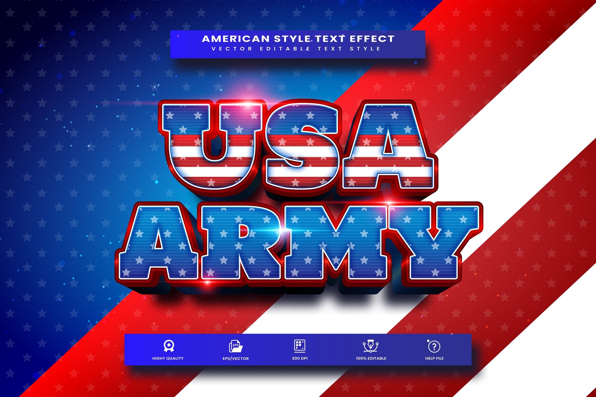 迷彩军事风AI文字效果矢量素材 USA Army Theme Text Effect插图 迷彩军事风AI文字效果矢量素材 USA Army Theme Text Effect