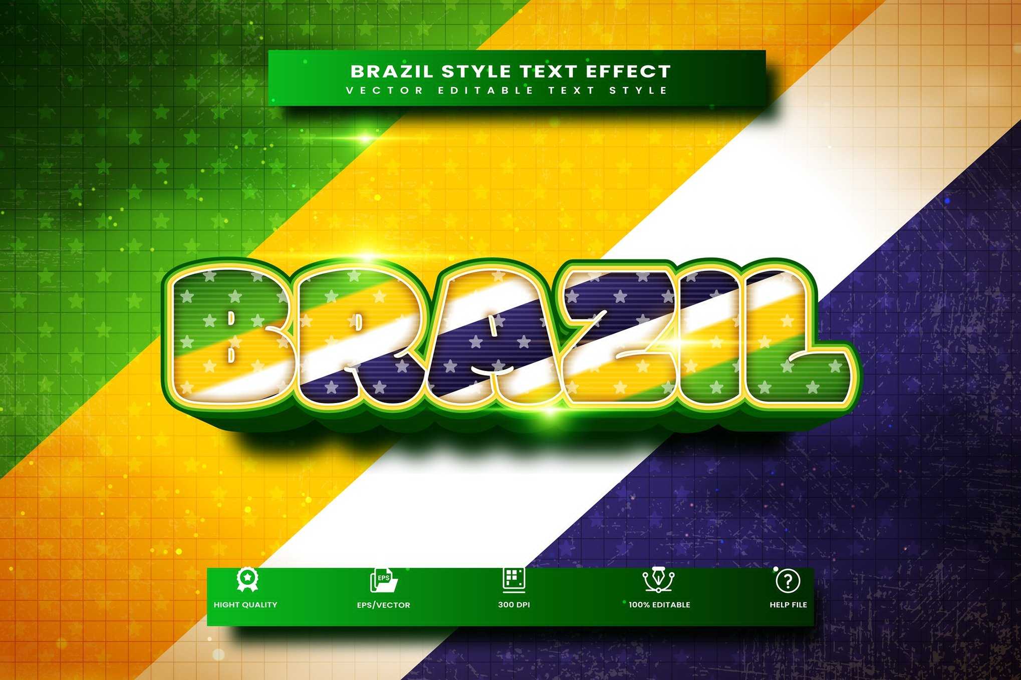 巴西主题AI文字效果矢量素材 Brazil Theme Text Effect插图 巴西主题AI文字效果矢量素材 Brazil Theme Text Effect