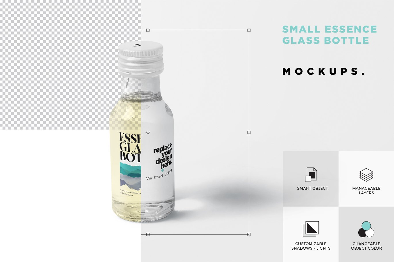 金属盖小玻璃瓶包装样机 Metal Lid Glass Bottle Mockup
