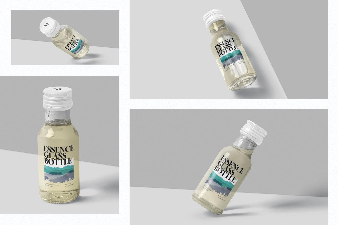 %title插图%num 金属盖小玻璃瓶包装样机 Metal Lid Glass Bottle Mockup