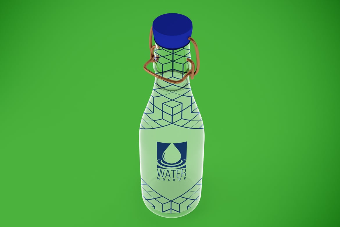 纯净水玻璃瓶包装样机 Glass Water Bottle Mockup