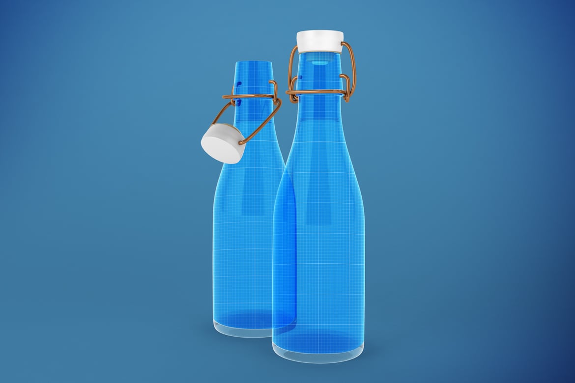 纯净水玻璃瓶包装样机 Glass Water Bottle Mockup
