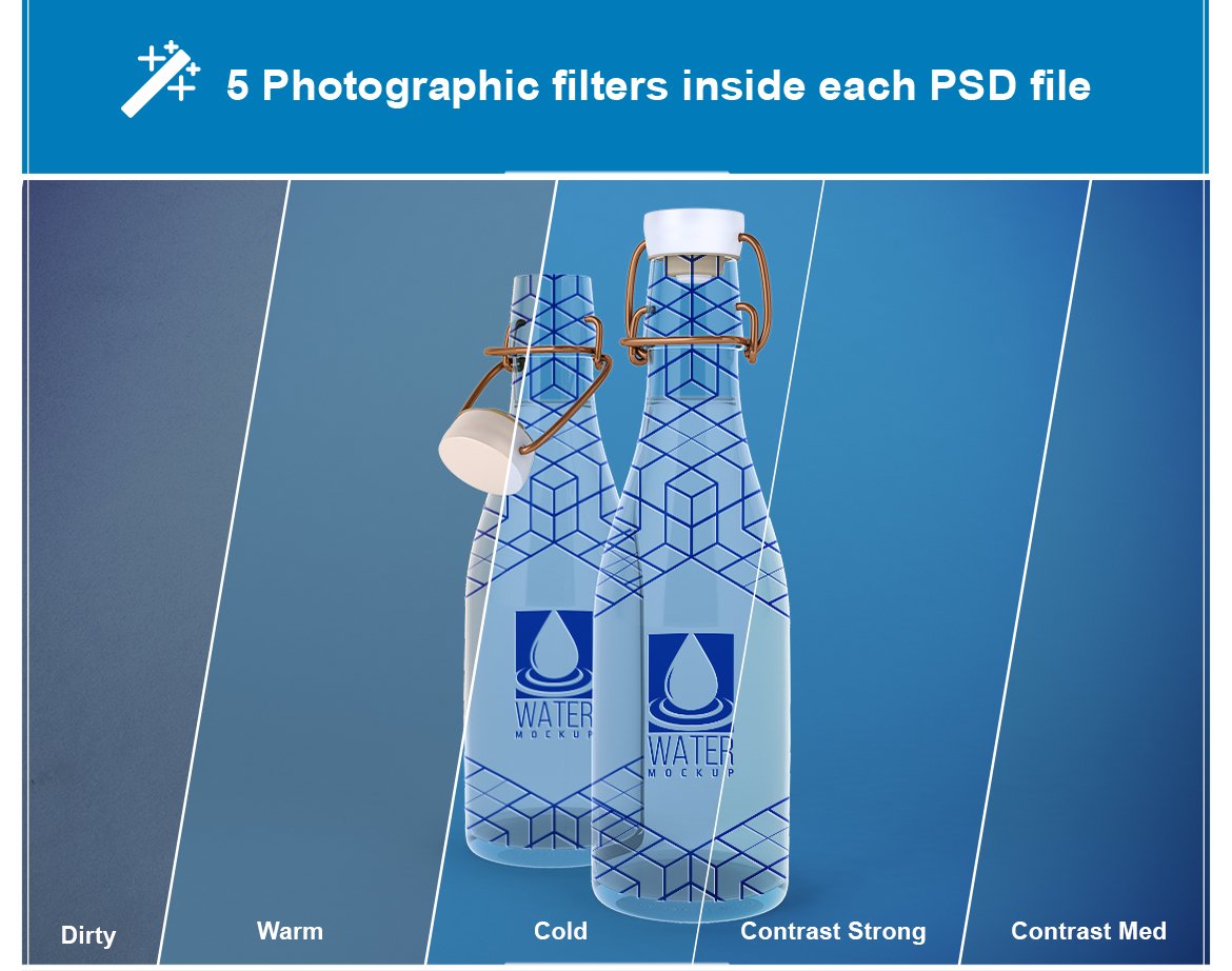 纯净水玻璃瓶包装样机 Glass Water Bottle Mockup