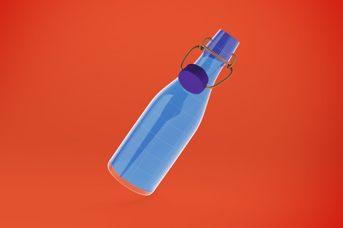 纯净水玻璃瓶包装样机 Glass Water Bottle Mockup